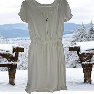 ZARA Cream Mini Dress with Front Zipper – Size XS
